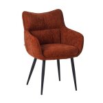 Fauteuil repas lucas tissu terracotta pieds m�tal