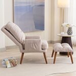 Fauteuil avec repose - pieds maisentiel 69x96x60 cm beige dossier r�glable