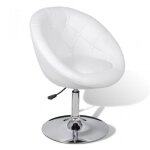 Fauteuil rétro capitonné blanc pied tulipe chromé - design contemporain - réglable en hauteur - confortable ... Fauteuil rétro capitonné blanc pied tulipe chromé - design contemporain - réglable en hauteur - confortable ...