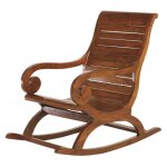 Fauteuil rocking chair en bois marron - ethnique - macabane - 56 x 110 x 97 cm