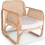 Fauteuil en rotin avec accoudoirs design boho bali - leta blanc