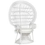 Fauteuil en rotin blanc - beliani - emmanuelle - dossier haut - accoudoirs - style boh�me