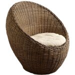 Fauteuil - rotin - boule - gris - contemporain - design
