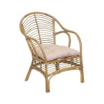 Fauteuil en rotin marron + coussin