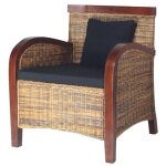 Fauteuil en rotin tiss  la main - maison - 69 x 66 x 79 cm - bois de manguier massif - marron - campagne ...