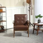 Fauteuil de salon - akozon - 10500 - dossier capitonn� - cuir synth�tique - pieds en bois massif