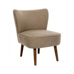Fauteuil de salon crapaud scandinave avec pieds en bois coloris beige - longueur 57 x profondeur 69 x ...