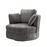 Fauteuil salon cylindrique en chenille - fauteuil pivotant tv - fauteuil berg�re - bois et m�tal - 103x90. ...