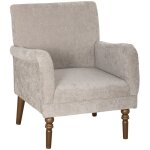 Fauteuil de salon - homcom - dossier haut accoudoirs assise large - pieds en bois dh�v�a tissu en lin ...