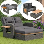 Fauteuil de salon de jardin en rotin - 2 personnes - dossier r�glable - repose - pieds escamotable - ...