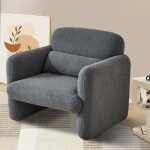 Fauteuil - moderne - gris - pieds métalliques dorés - 1 place - design contemporain Fauteuil - moderne - gris - pieds métalliques dorés - 1 place - design contemporain