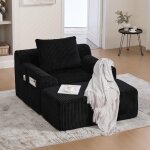 Fauteuil salon - petit canap� dangle 147x110x67cm avec pouf chaise ergonomique avec poche lat�rale coussinvelo ...
