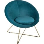 Atmosphera - fauteuil de salon en velours evan - bleu canard