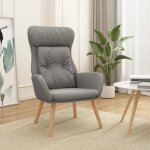Fauteuil scandinave de relaxation mvs - chaise de relaxation gris clair tissu81 kg