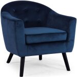 Fauteuil scandinave savoy velours bleu Fauteuil scandinave savoy velours bleu