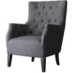 Fauteuil scandinave tissu duchesse - 76 x 83 x 1005 cm - gris