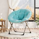 Fauteuil soucoupe confortable fauteuil de lecture pliant bleu fauteuil de salon douillet