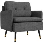 Homcom - fauteuil - lin (100% polyester) - 76x68x80cm - gris fonc