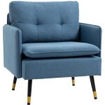Homcom - fauteuil - lin (100% polyester) - 76x68x80cm - bleu Homcom - fauteuil - lin (100% polyester) - 76x68x80cm - bleu