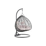 Fauteuil suspendu 2 places en r�sine tress�e - noir avec coussins gris - cayambe de mylia