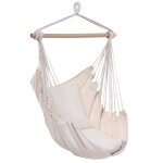 Fauteuil suspendu ext�rieur - outsunny - 2 coussins - int�rieur et ext�rieur - en tissu coton m�lang� ...