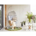 Fauteuil suspendu en rotin gris clair avec support sesia - beliani - exotique - pour int�rieur et ext�rieur ...
