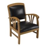 Macabane eris - fauteuil teck et cuir noir Macabane eris - fauteuil teck et cuir noir