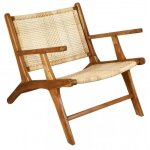 Fauteuil - teck - marron - 65 x 82 x 70 cm - cannage en rotin - adulte