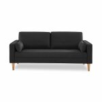 Canapé en tissu gris chiné foncé - bjorn - canapé 3 places fixe droit pieds bois. style scandinave Canapé en tissu gris chiné foncé - bjorn - canapé 3 places fixe droit pieds bois. style scandinave