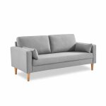 Canapé en tissu gris clair - bjorn - canapé 3 places fixe droit pieds bois. style scandinave Canapé en tissu gris clair - bjorn - canapé 3 places fixe droit pieds bois. style scandinave