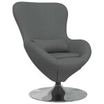 Fauteuil ?uf - jill - gris fonc� - 63x73x90 cm - pivotant � 360� - tissu doux - cadre en m�tal - coussin ...