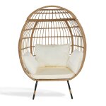 Fauteuil ?uf � poser ravigarden nino - rotin / blanc