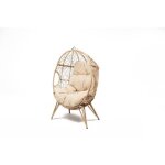 Jane - fauteuil ?uf sur pied en rsine beige effet rotin