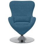 Fauteuil ?uf en velours - wiens - bleu - 63x73x90 cm - pivotant � 360� - cadre en m�tal - style scandinave ...