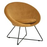 Fauteuil evan en velours jaune ocre - atmosphera createur dinterieur