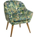 Fauteuil - jungle sango - vert - tissu effet velours - vintage - 1 place Fauteuil - jungle sango - vert - tissu effet velours - vintage - 1 place