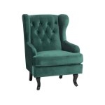 Fauteuil en velours vert fonc alta