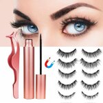 Faux cils magntique eyeliner kit 5 paires 3d naturel faux cils avec 2pcs eye - liner impermable