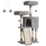 Feandrea arbre  chat hauteur de 115 cm 2 plate - formes 1 niche escalier poteaux  griffer 2 pompons ...