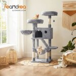 Arbre  chat feandrea - grande tour pour chat - gris et blanc ombr - 49 x 49 x 135 cm - intrieur