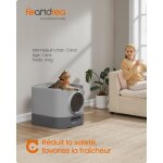 Feandrea bac  litire avec couvercle plateau amovible pour des chats de tailles diffrentes gris tourterelle ...