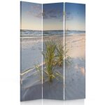 Feeby paravent 3 parties une face diviseur de pièce déco intérieur ciel bleu plage sablée 110x150 cm Feeby paravent 3 parties une face diviseur de pièce déco intérieur ciel bleu plage sablée 110x150 cm