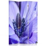 Feeby paravent dintrieur sur toile dcoratif 3 pans une face fleur bleu violette 110x150 cm