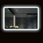 Feins miroir de salle de bain miroir led blanc froid (6400k) + 5050led + tanche + interrupteur tactile ...