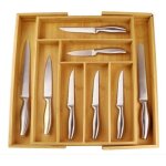 Range couverts - feinis - plateau en bambou - r�glable 43 - 50 cm - 6 � 8 tiroirs - durable