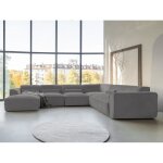 Felix - canap modulable panoramique dangle droit 7 places en tissu textur - gris fonc