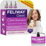 Feliway classic - pack de 3 recharges anti stress calmant - 3 x 48 ml - pour chat