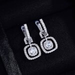 Femme boucle doreille argent avec oxyde de zirconium strass créativité carré Femme boucle doreille argent avec oxyde de zirconium strass créativité carré