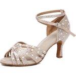 Femme danse chaussures avec strass mariage soir�e sandals avec talon 35 eu l506 nude 7 talon de 5 cm