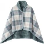 Femme poncho polaire plaid chle polaire cape chaud dhiver avec boutons couverture  carreaux bleu clair ...